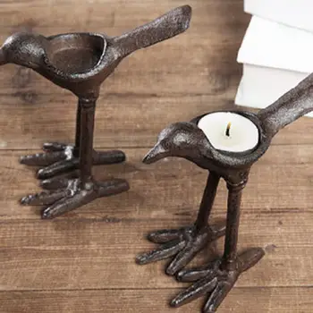 

Vintage Iron Metal Bird Standing Candlestick Candle Holder Table Decoration Home Party Ornament