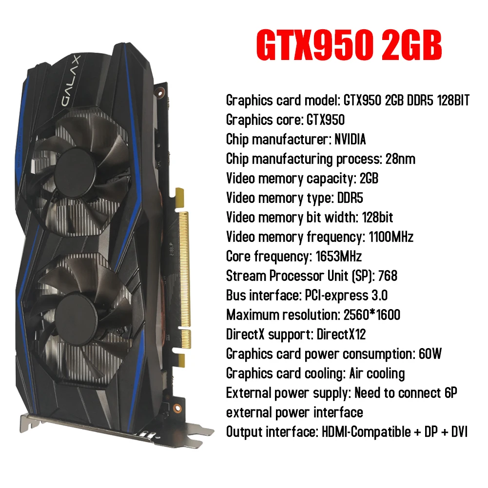 GTX750Ti/GTX960/GTX1050Ti Video Card GDDR5 Graphics Card 128bit PCI-Express2.0 w/ Dual Cooling Fan PC Computer Gaming Accessory gpu computer Graphics Cards