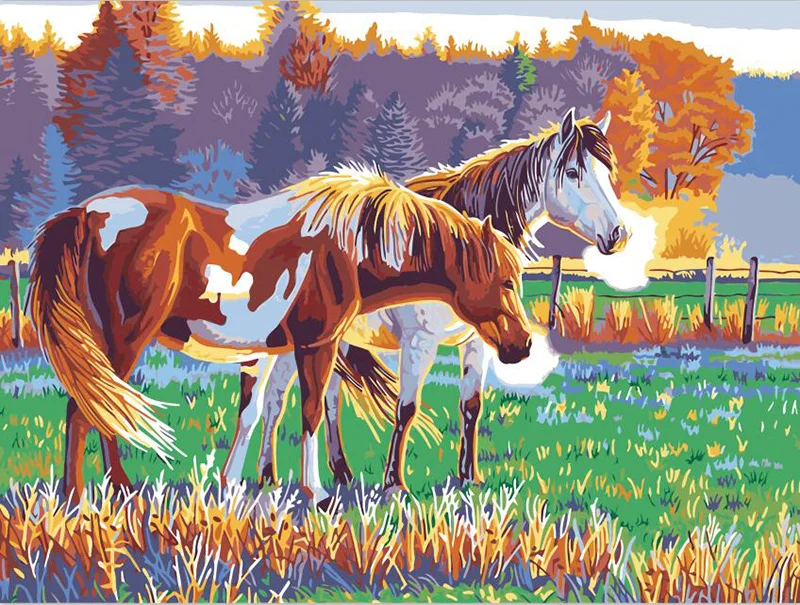 

Frameless Animal Horse DIY Coloring Oil Painting By Numbers Kits Drawing Paint On Canvas For Wall Art Picture For living room