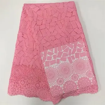 

2020 Latest Nigerian water-soluble lace fabric 5 yards African soft lace fabric with soft lace lace for party pink