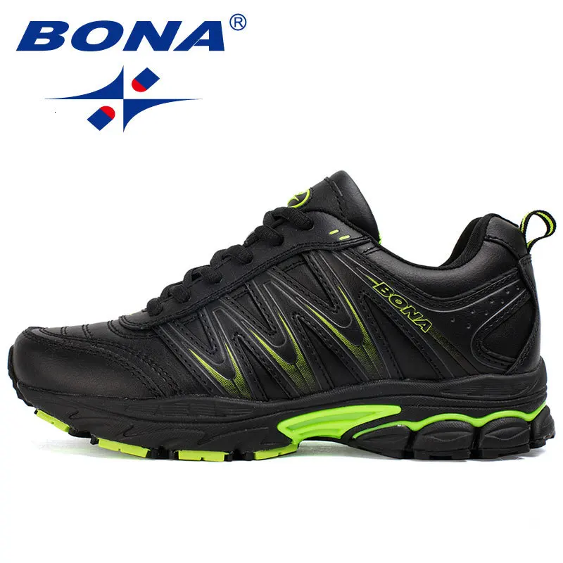 BONA/Новинка; популярный стиль; Zapatos de mujer; женская прогулочная обувь; спортивная обувь; Уличная обувь для бега; спортивная обувь; удобные кроссовки для женщин - Цвет: Green Black