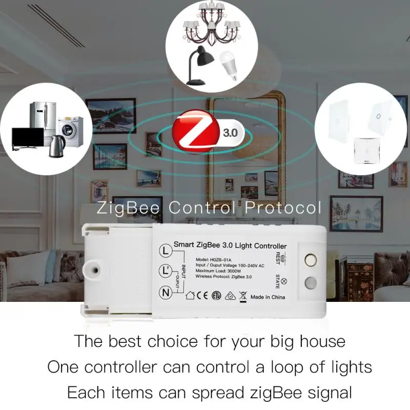 Светильник ZigBee 3,0, управляемый AC100-240V, сделай сам, умный дом, модифицированный переключатель с Echo Plus Alexa SmartThings, дистанционное управление