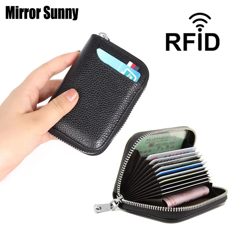 

MS010 First Layer Cow Leather RFID Anti-theft Business Credit Card ID Holder Korean Card Wallet Multi-card Purse Genuine Leather