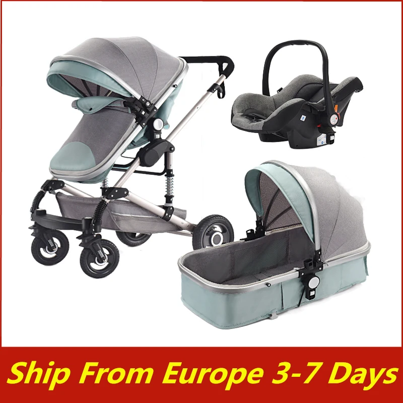 Cochecito de bebé 3 en 1, carrito de viaje portátil, cochecitos plegables con marco de aluminio, coches de paisaje alto para recién nacido, novedad de 2021