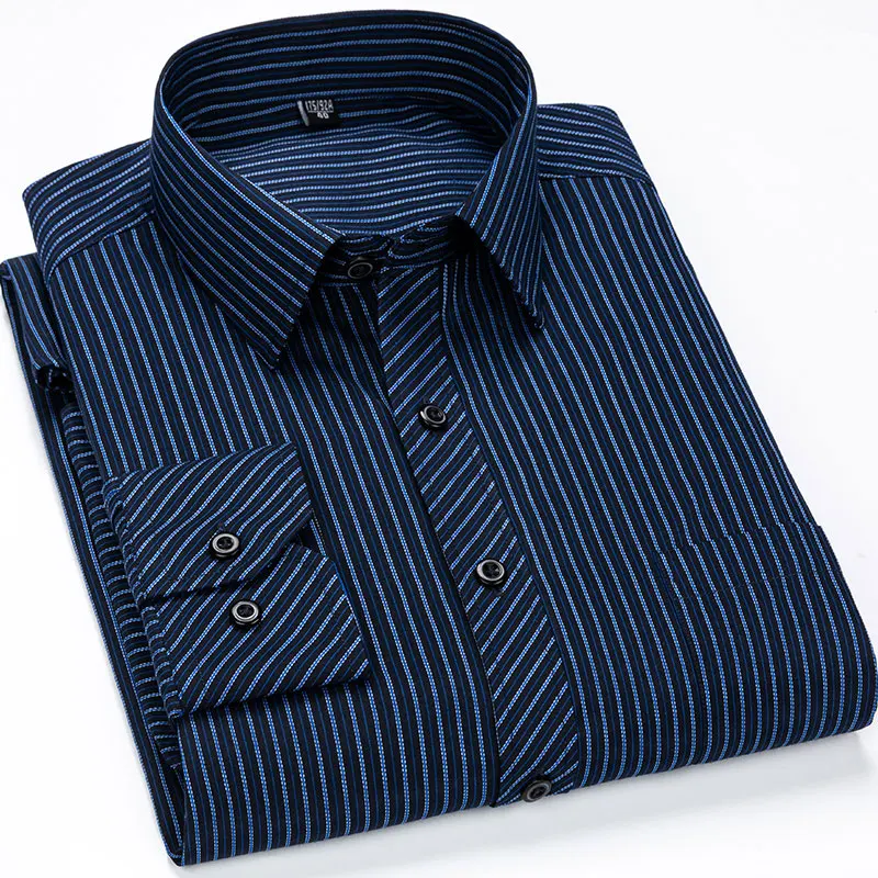 Men Dress Shirts Long Sleeve Office Social Work Non-iron Formal Business Regular Fit Smart Casual