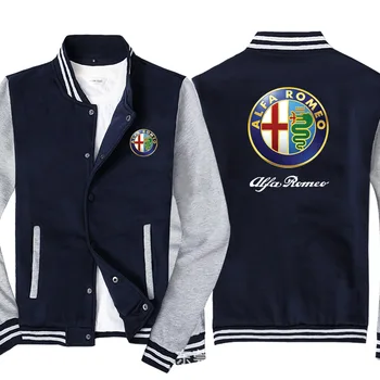 

Baseball Jacket Spring Autumn Fleece Cotton Slim Fit Jacket Alfa Romeo Car Logo Sweatshirt Fashion Hip Hop Harajuku Male Cloth P