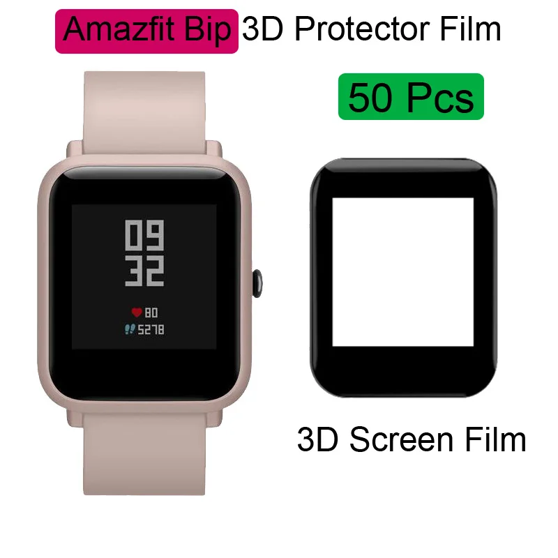 Для Xiaomi Amazfit Bip браслет Защитная пленка для экрана SmartWatch lcd Full HD 3D полноэкранное покрытие Защитные пленки 50 шт