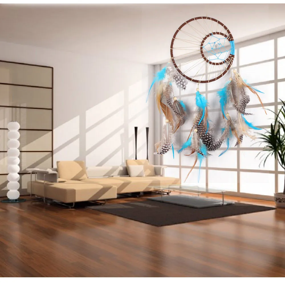 

2019 Handmade Dream Catcher with Feathers Dreamcatcher Car Wall Hanging Decoration Wind Chimes Room Indian Style Room Decoration