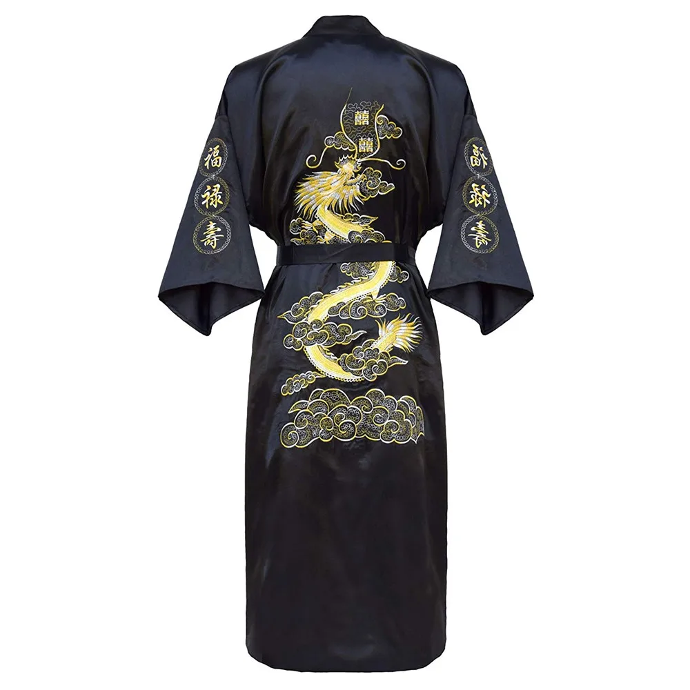 Luxury Kimono Bathrobe Gown Home Clothing Oversize 3XL men Embroidery Chinese Dragon Robe  Male Sleepwear Loose Nightwear