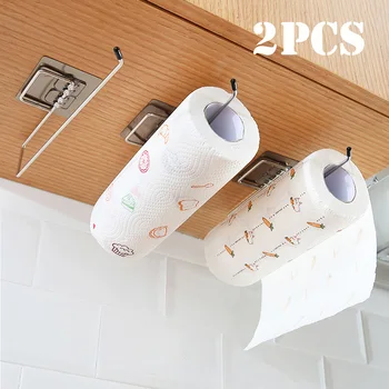 1/2pcs Hanging Toilet Paper Holder Roll Paper Holder Bathroom Towel Rack Stand Kitchen Stand Paper Rack Home Storage Racks 1