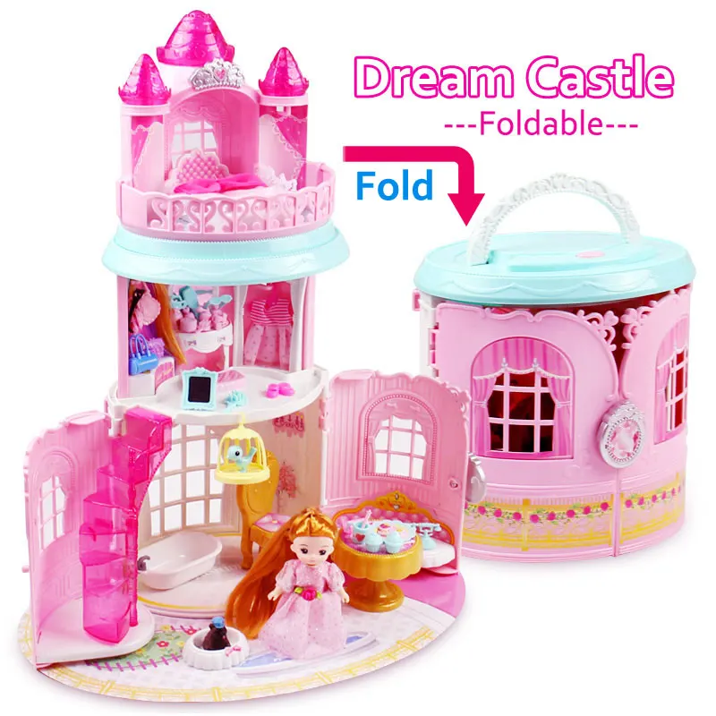 Кукольный домик ручной работы замок DIY домик игрушка миниатюрный кукольный домик подарки на день рождения развивающие игрушки кукла вилла девочка DIY игрушка - Цвет: Dream castle