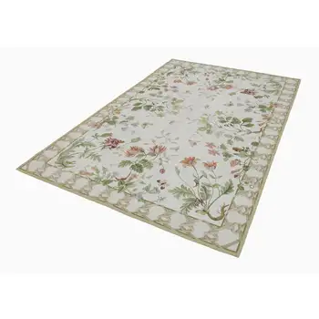 

183x275 Cm Beige Handmade Needlepoint Rugs Rug-6x9 Ft