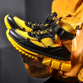 

Autumn New Big Size 47 Yellow Socks Boots Men High Top Sneakers High Quality Superstar Platform Trainers Men zapatillas hombre