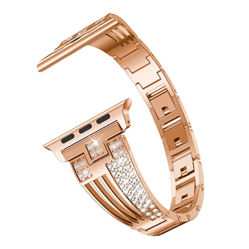 Для Apple Watch Band Series 4 3 2 1 44 мм 40 мм 42 мм 38 мм роскошный ремешок с бриллиантами ремешок замена Браслет для iwatch - Цвет ремешка: Rose Gold