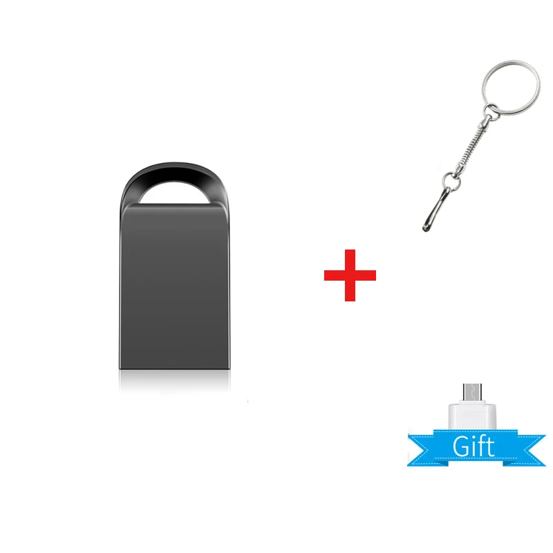 free micro adapter Высокоскоростной USB флеш-накопитель 64 ГБ, металлический накопитель 128 ГБ, 8 ГБ, флешка 16gb4гб, 32 ГБ, usb 3,0, usb-накопитель, карта памяти, бесплатный usb-конвертер - Цвет: free micro adapter