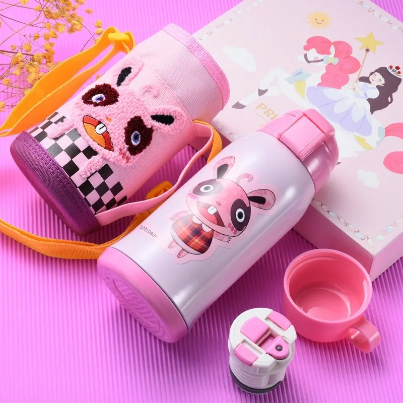 

Children Insulated Cup Have Children Lanyard Straw of Suspender Strap Pitcher 304 Stainless Steel with Lid Water Not Can Shift