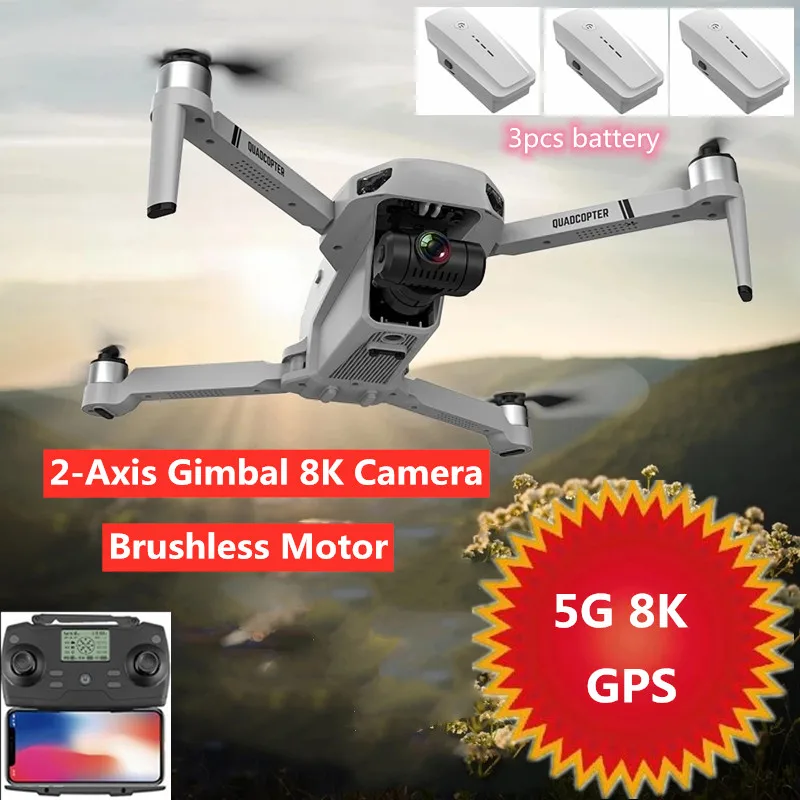 8K Dual 2-Axis Gimbal PTZ EIS Camera RC Drone Brushless 2KM Smart Follow GPS Location Aircraft With Carry Bag Battery VS ICAT7 |