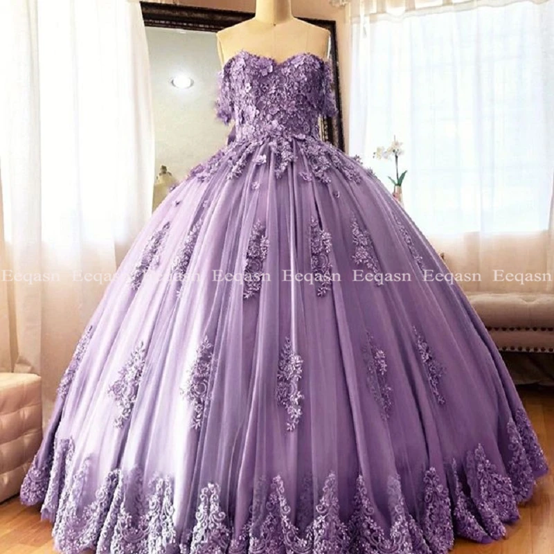 

Elegant Lace Flower Ball Gown Prom Dresses Long Pink Sweetheart Lace Up Women Formal Dress vestidos gala Custom Made