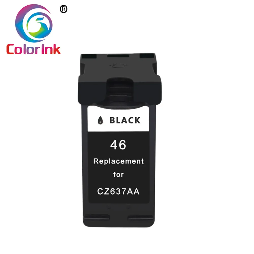 ColoInk 46XL чернильный картридж 46 XL совместимый для hp46 для 46 принтеров серий DeskJet 2520hc 2020hc 2025hc 2029 2529 4729 принтер CZ637AA CZ638AA - Цвет: Only 1PK Black