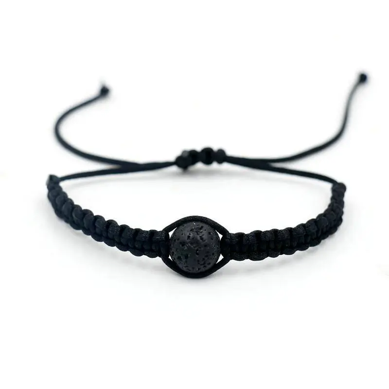 10mm Tiger Eye Stone Onyx Lava Stone Reiki Chakra Bracelet Men Black Rope Thread Braid Bracelets For Couples viking bijoux