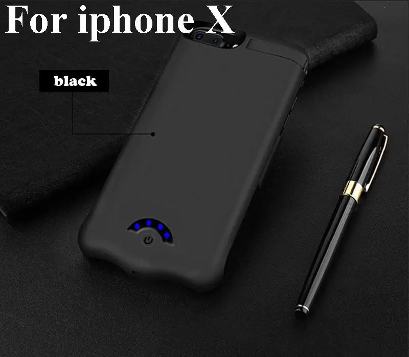 For iPhone X Black 10000 мАч резервного аккумулятора зарядное устройство чехол для iPhone X 8 7 6 6 s plus батарея Чехол банк питания зарядный чехол для iPhone 6 6s 7 8 - Цвет: For iPhone X Black