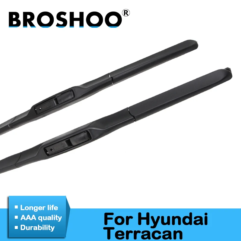 

BROSHOO Car Clean The Windshield Wiper Blade Natural Rubber For Hyundai Terracan 2001 2002 2003 2004 2005 2006 2007 Accessories