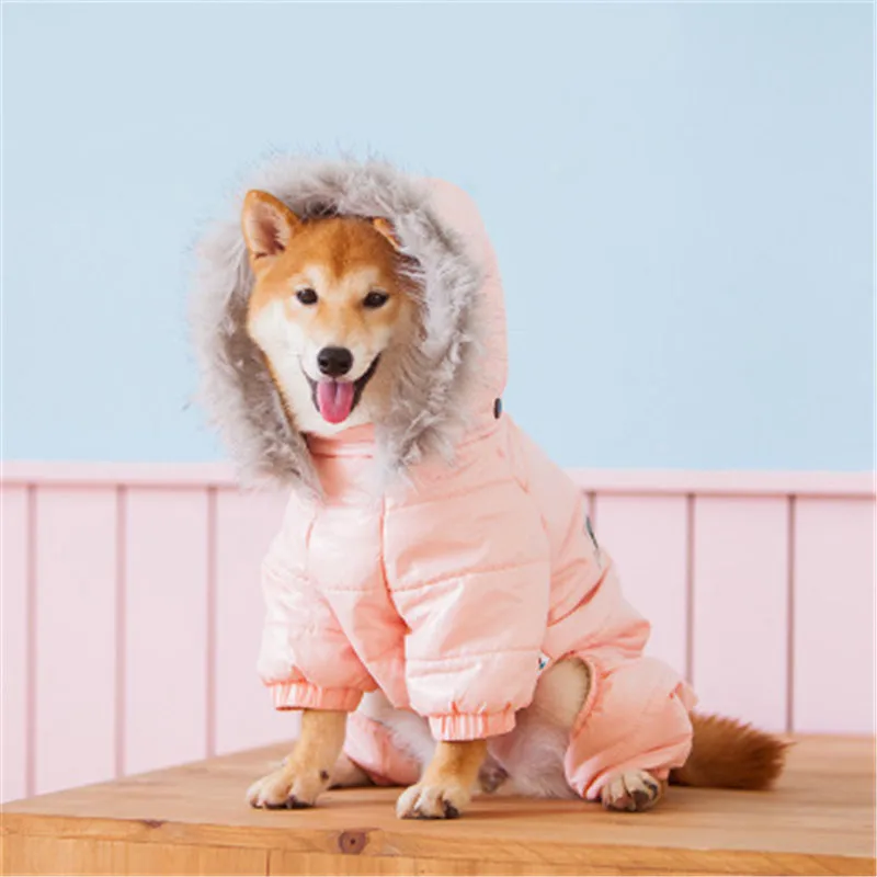Зимняя теплая одежда для больших собак, комбинезон с капюшоном, пуховик для собак, пальто, одежда золотистый ретривер, Питбуль, одежда для собак xs-xl