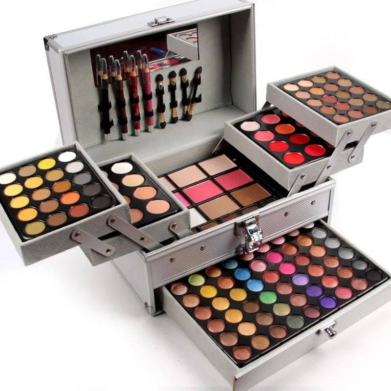 MISS ROSE 190 Colors professional makeup set Piano Aluminum box eyeshadow powder lip gloss blush Multifunctional Cosmetic Tool