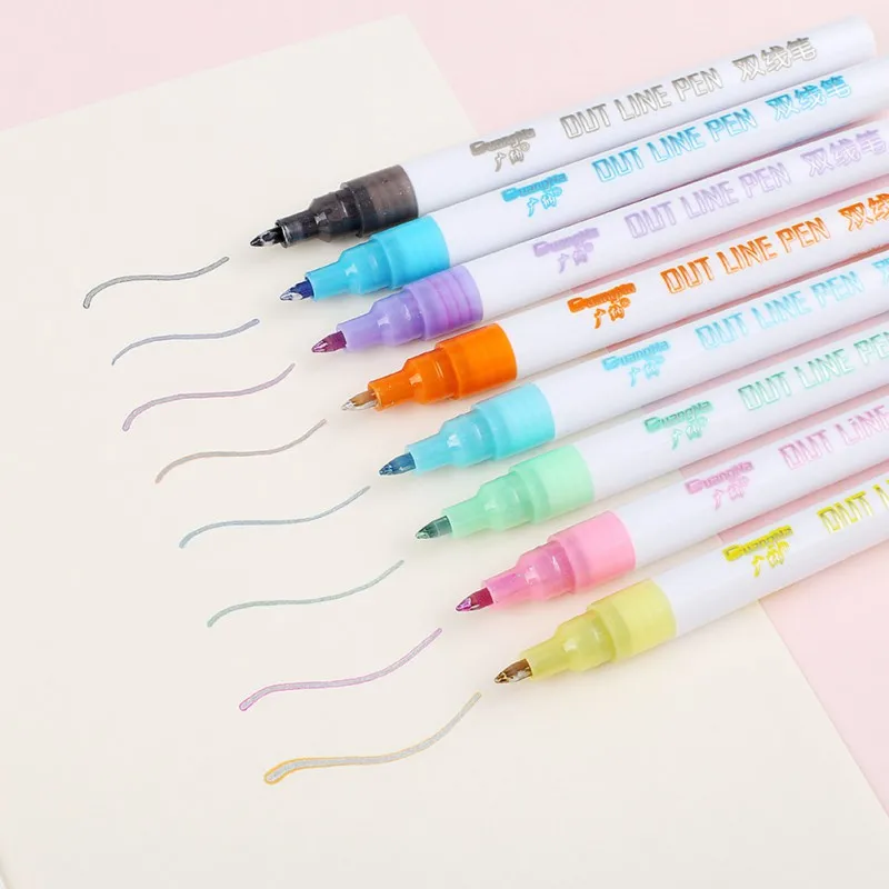 8pcs/set Highlighter Marker Pen Japanese Fluorescent Pen Cute Colored Drawing Marker Pens Creative Stationery Korean Stationery