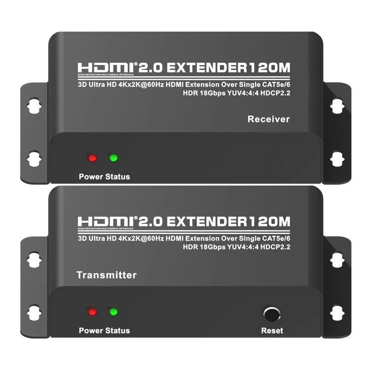 До 394 футов/120 м, HDMI2.0 удлинитель с HDMI Loop-out 18 Гбит/с 4 k@ 60 Гц ИК пульт дистанционного управления по IP Cat6/5E конвертер передатчик