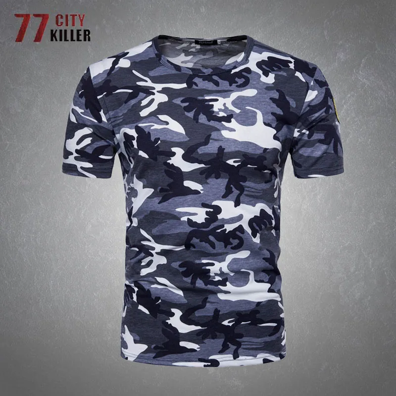 

Camouflage Printed Army T-shirt Men's Summer Comfortable Breathable Military Short Sleeve T-shirt Brand Casual Slim Mens Tops