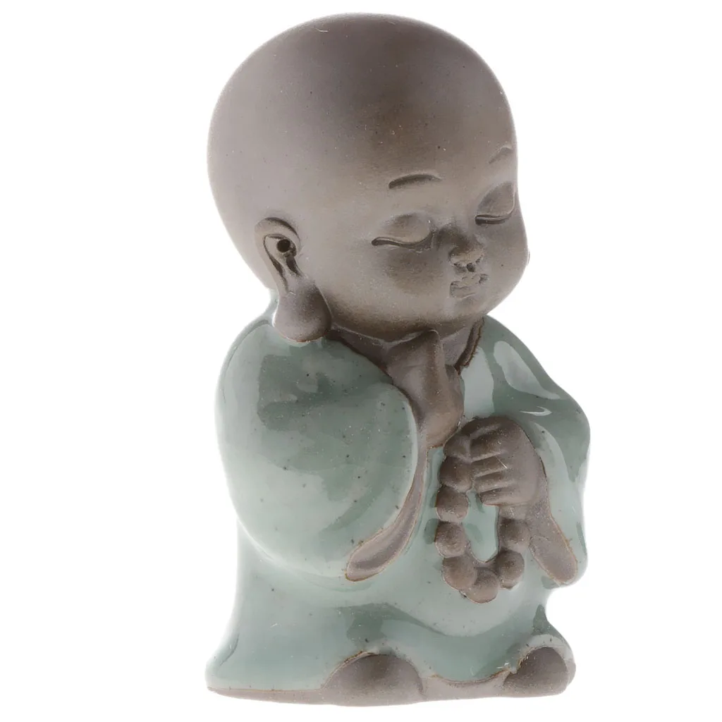 Monk Baby Buddha Figurine Ceramic Statue Home Office Table Desk Decor Small Monk Statue Zisha Tea Pet Ceramic Buddha Statue