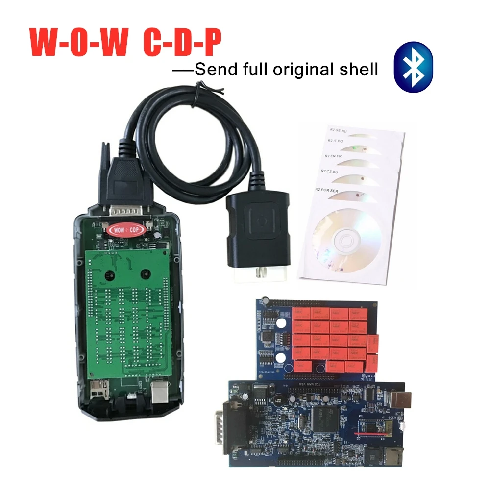 5 шт./лот DHL W-O-W C-D-P с bluetooth v5.008 R2/R5.012 keygen подарок! W-o-w snooper v3.0 pcb obd Автомобильный сканер грузовика - Цвет: with bluetooth