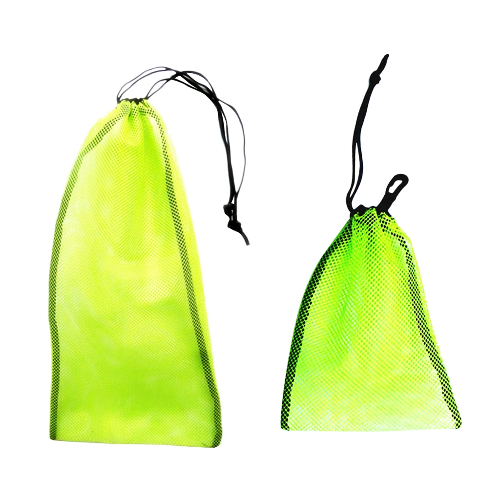 2 Pieces (2 Size) Heavy Duty Strong Mesh Storage Pouch Travel Bag for Scuba Dive Snorkel Swim Mask Gear Equipment Accessories