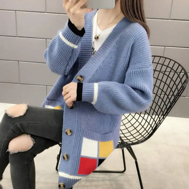 

Women Sweater Cardigans Single Breasted Knitted Cardigans Korean Long Sleeve Loose Winter Clothes Women Sweater Tops