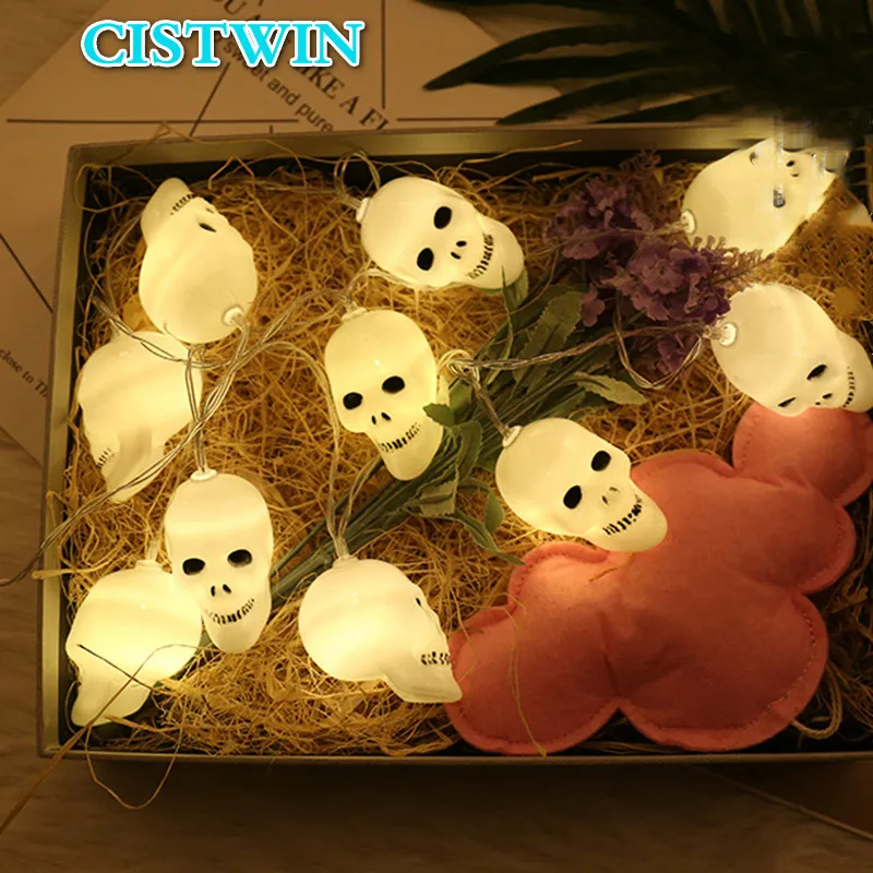Декор для Хэллоуина 30LED светильник милые призрачные огни в форме черепа наружный