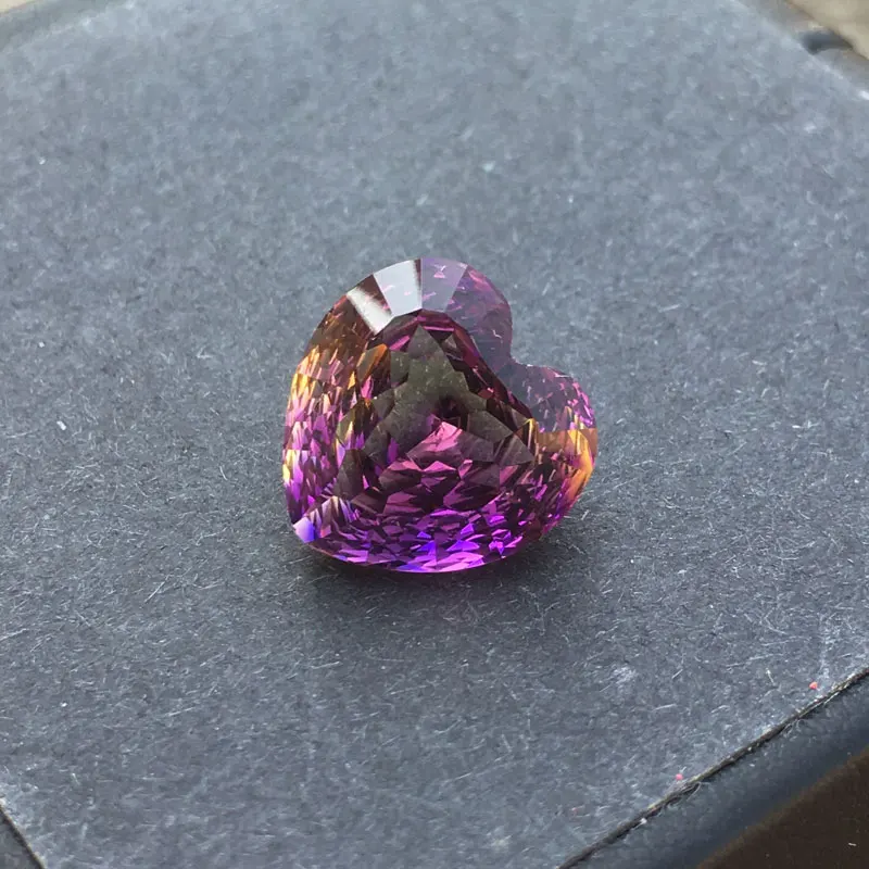 CSJ Аметрин незакрепленный драгоценный камень кварцевый кристалл сердце 12 мм