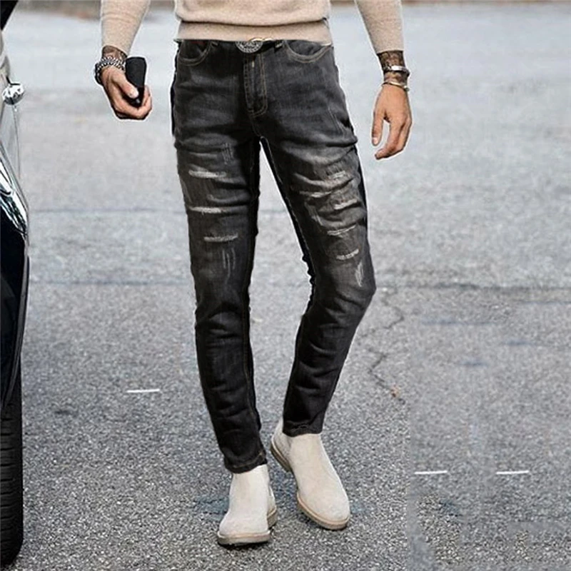 mens destroyed bootcut jeans
