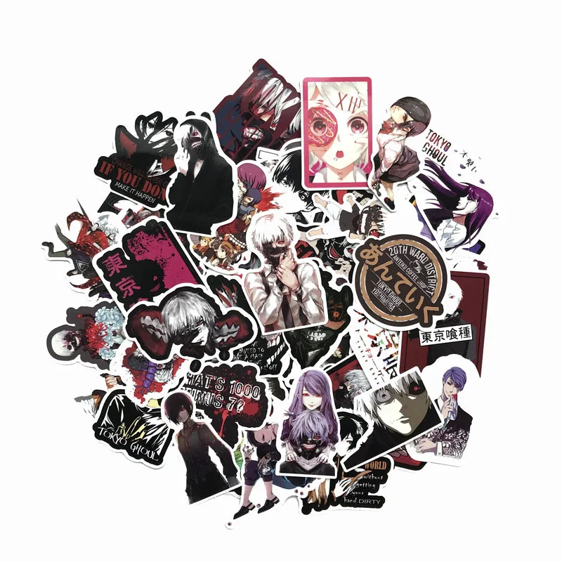 50x Tokyo Ghoul Anime Stickers Waterproof Not Repeating Skateboard Stickers YH 