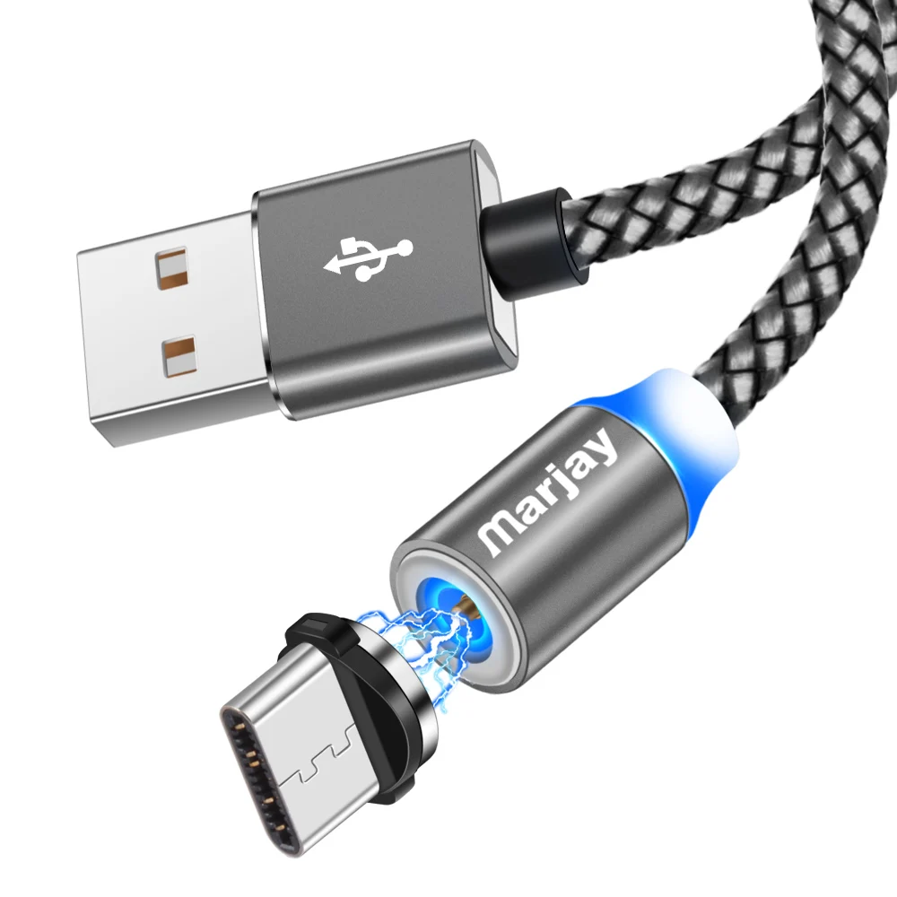 Магнитный кабель Marjay type C для iPhone Xiaomi Android, быстрая зарядка, магнитный кабель USB C для зарядки, шнур для мобильного телефона - Цвет: Gray For Type C