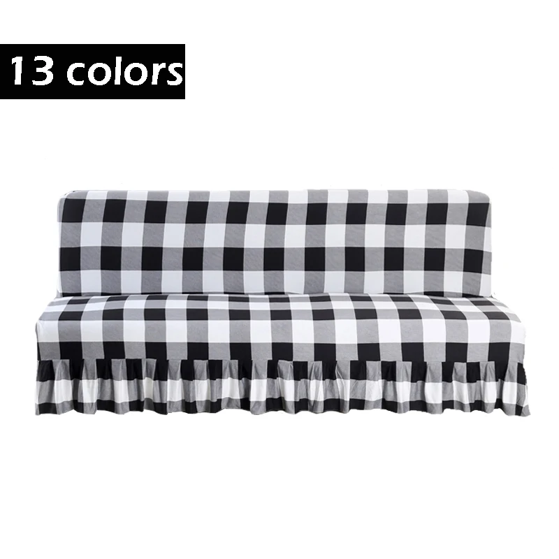 

Plaid Elastic Sofa Bed Cover Without Armrest Ruffle Stretch Sofa Covers Full Anti-dirty Waterproof Living Room Couch Slipcover
