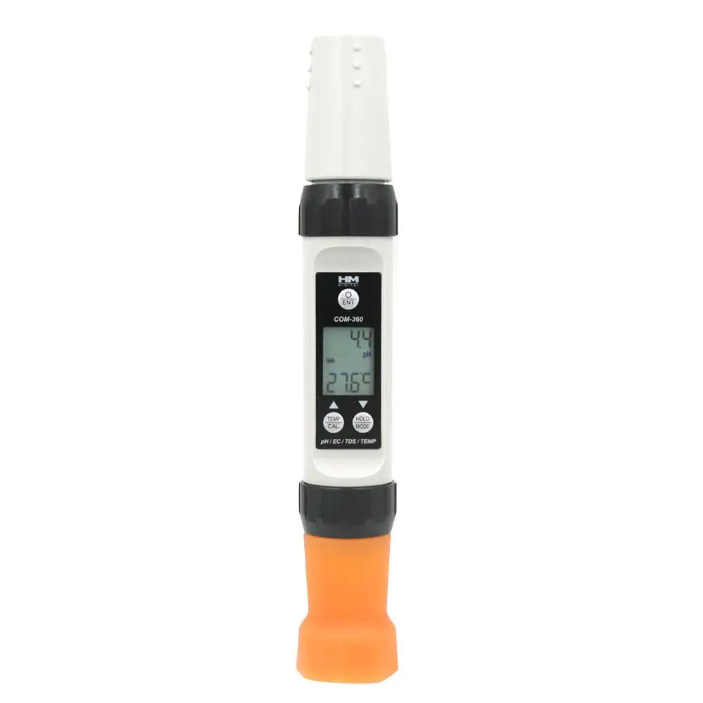 

HM COM-360 Digital PH/TDS/EC/Temp Meter Tester Water Quality Monitor Accurate and Fast Reading Waterproof Durable PH Detector