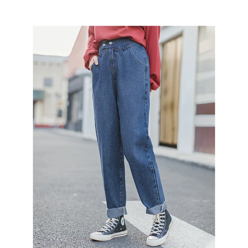INMAN 2020 Spring New Arrival Retro Dubble Button Loose Slim Women Tapered Jeans INMAN 2020 Spring New Arrival Retro Dubble Button Loose Slim Women Tapered Jeans