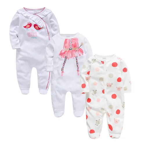 Kavkas 3 pcs/lot Baby Girls Boys Clothes Dinosaur Printing Summer Cotton Jumpsuit Newborn Rompers 0-3 m Long Sleeve Clothing - Цвет: PY10858738