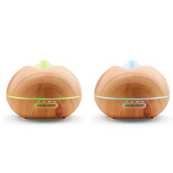 

400ML Remote Control Wood Grain Aromatherapy Machine New Home Colorful Night Light Ultrasonic Aroma Humidifier