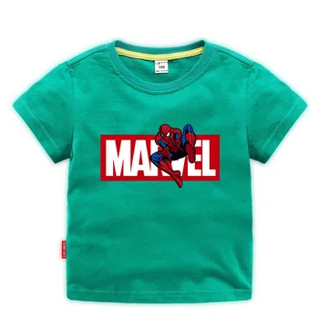 

1-10Y Kids Summer Cartoon Spiderman Print T-shirts Children Clothing Boy Girls Short Sleeve 100%Cotton Tee Tops Baby T Shirts