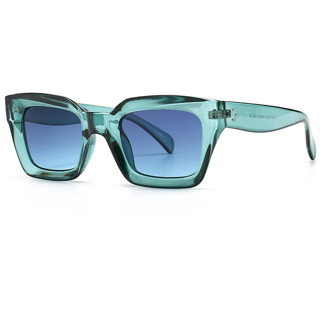 Cool Colorful Square Sunglasses Women Men New Brand Design Vintage Sun Glasses For Women Unique Flat Top Eyewear Shades UV400 Clear Blue-Blue