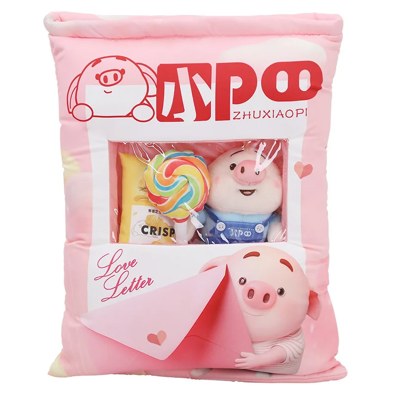 pig Сумка из 8 штук, милый котенок, сумка для закусок, подушка, плюшевые игрушки, имитация закусок, подушка, Kawaii, мягкие игрушки для детей/маленьких девочек, подарок - Цвет: pig