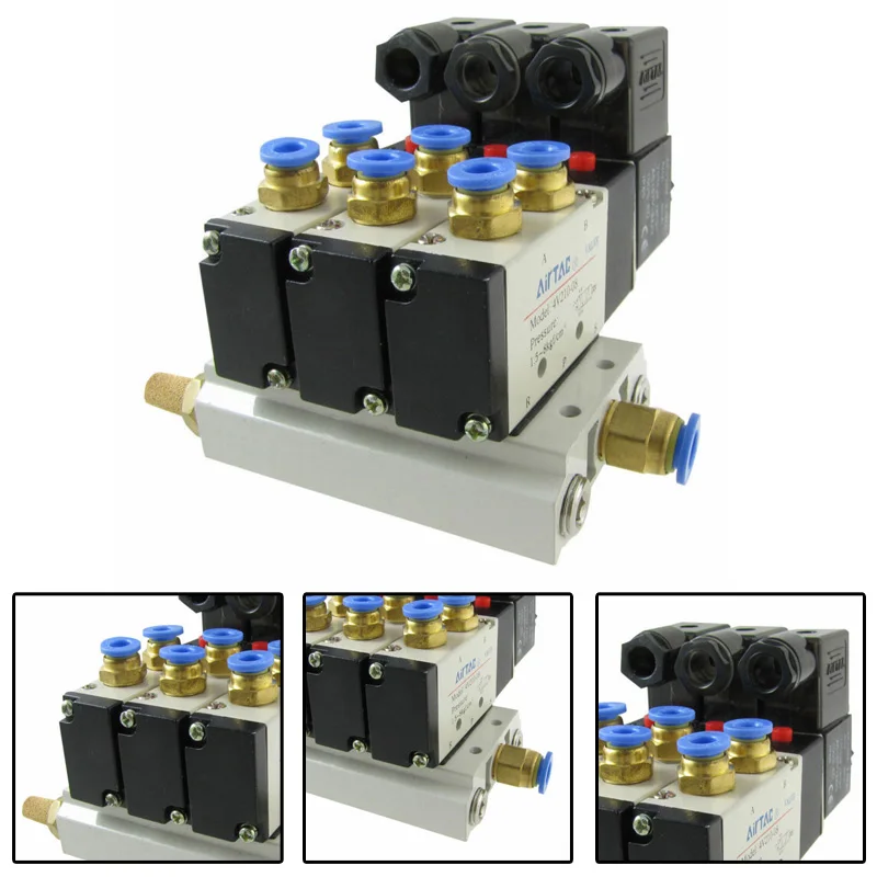 

High Quality 4V210-08 AC220V 2 Position 5 Way Pneumatic Solenoid Valve With Muffler Base Replacement