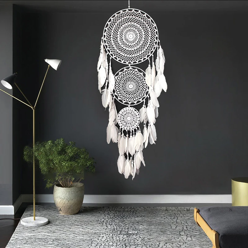 Large Boho Decor Dream Catcher Nordic White Black Macrame Wall Hanging For Wedding Garden Home Girl's Room Decoration Ornaments - Image 4